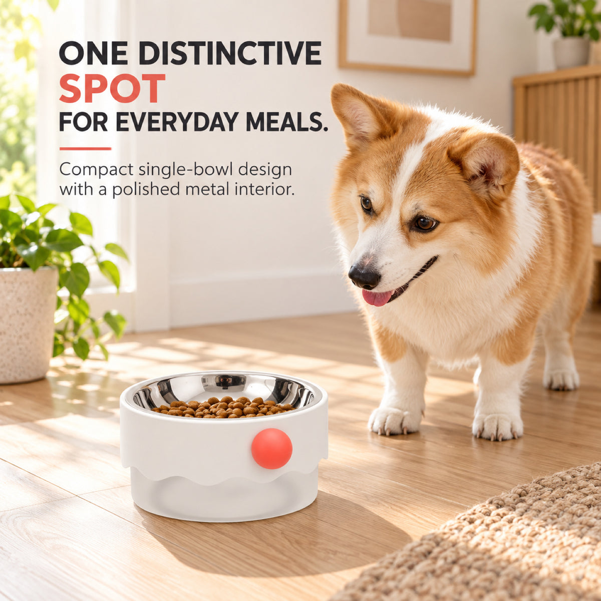GAVPEPY Plastic Base Pet Bowl with Metal Insert, 18 x 18 x 9 cm, one pictured colorway, for Everyday Dog and Cat Meals or Water at Home, removable-looking round insert inside a wider outer base; a practical feeding setup for daily pet-care routines image 7 - 6.jpg