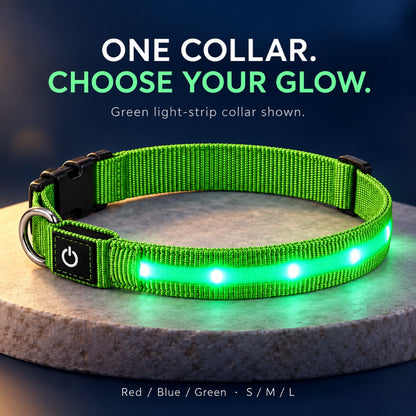 GAVPEPY Nylon LED Strip Dog Collar, Sizes S, M, L, Red, Blue, Green, for daily dog walks and outdoor wear; adjustable neckwear with the selected finish and fit shown in the product photos; review the selected variant photo for details image 7 - 6.jpg