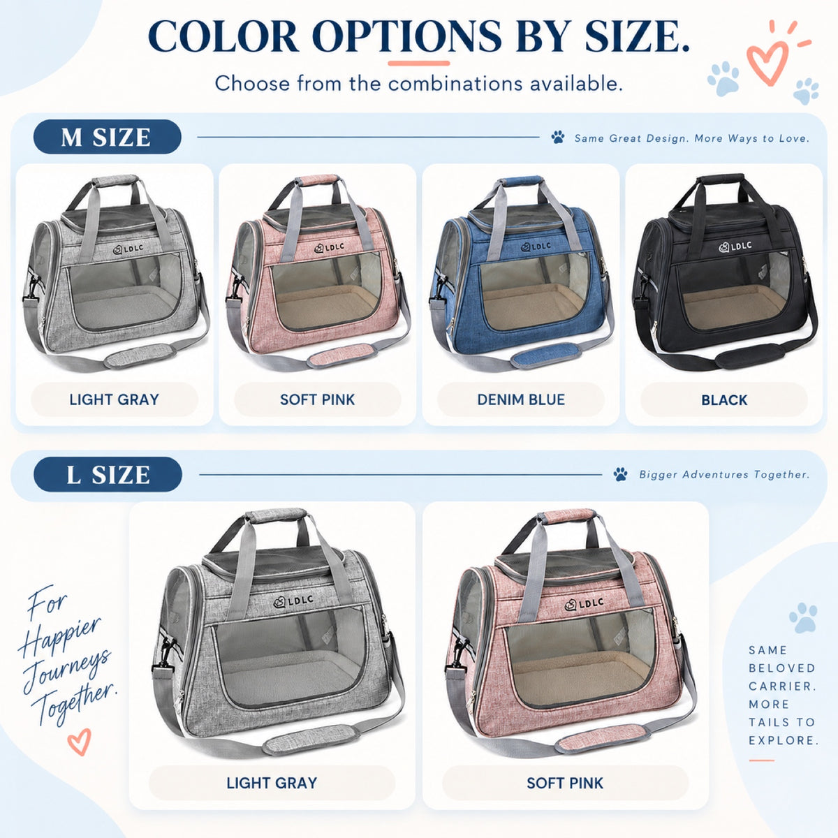Large Convertible Pet Carrier Bag, 2 Sizes, 4 Colors, By GAVPEPY image 7 - 6.jpg