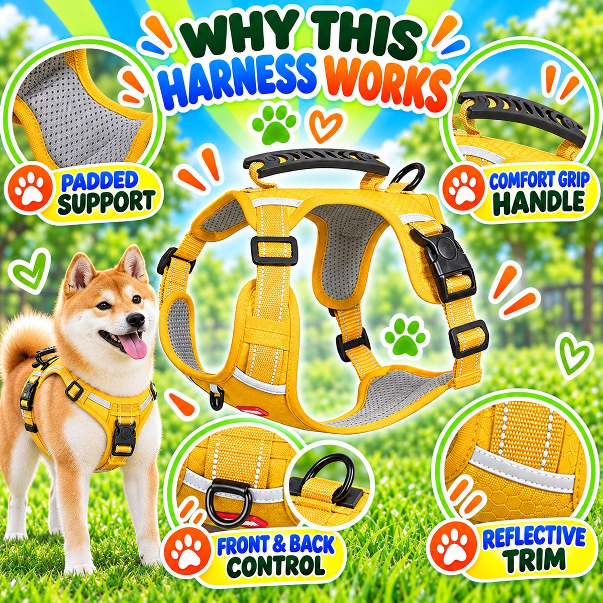 Adjustable Dog Harness Vest, 3 Colors and 5 Sizes, By GAVPEPY image 7 - 6.jpg
