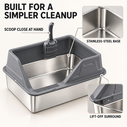 GAVPEPY Stainless Steel High-Sided Cat Litter Box, 56 Options image 7 - 6.jpg