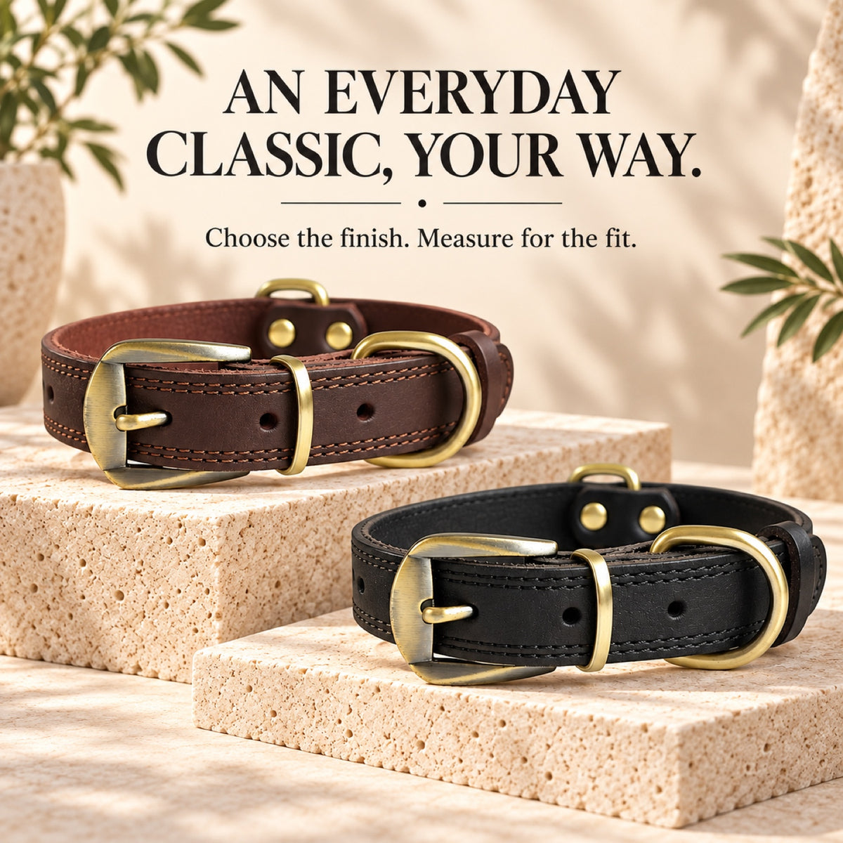 GAVPEPY Full-Grain Leather Dog Collar, 6 size options, Dark Brown, Black, for neighborhood walks, park visits and daily dog wear; an adjustable neckwear option for supervised walks and everyday outings image 7 - 6.jpg