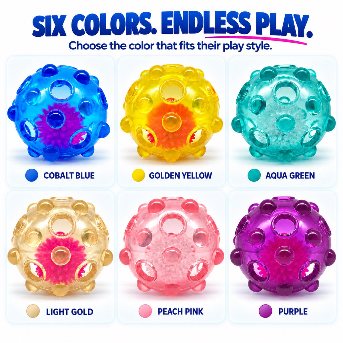 TPR Light-Up Squeaky Treat Ball Dog Toy, 6 Colors, By GAVPEPY image 7 - 6.jpg