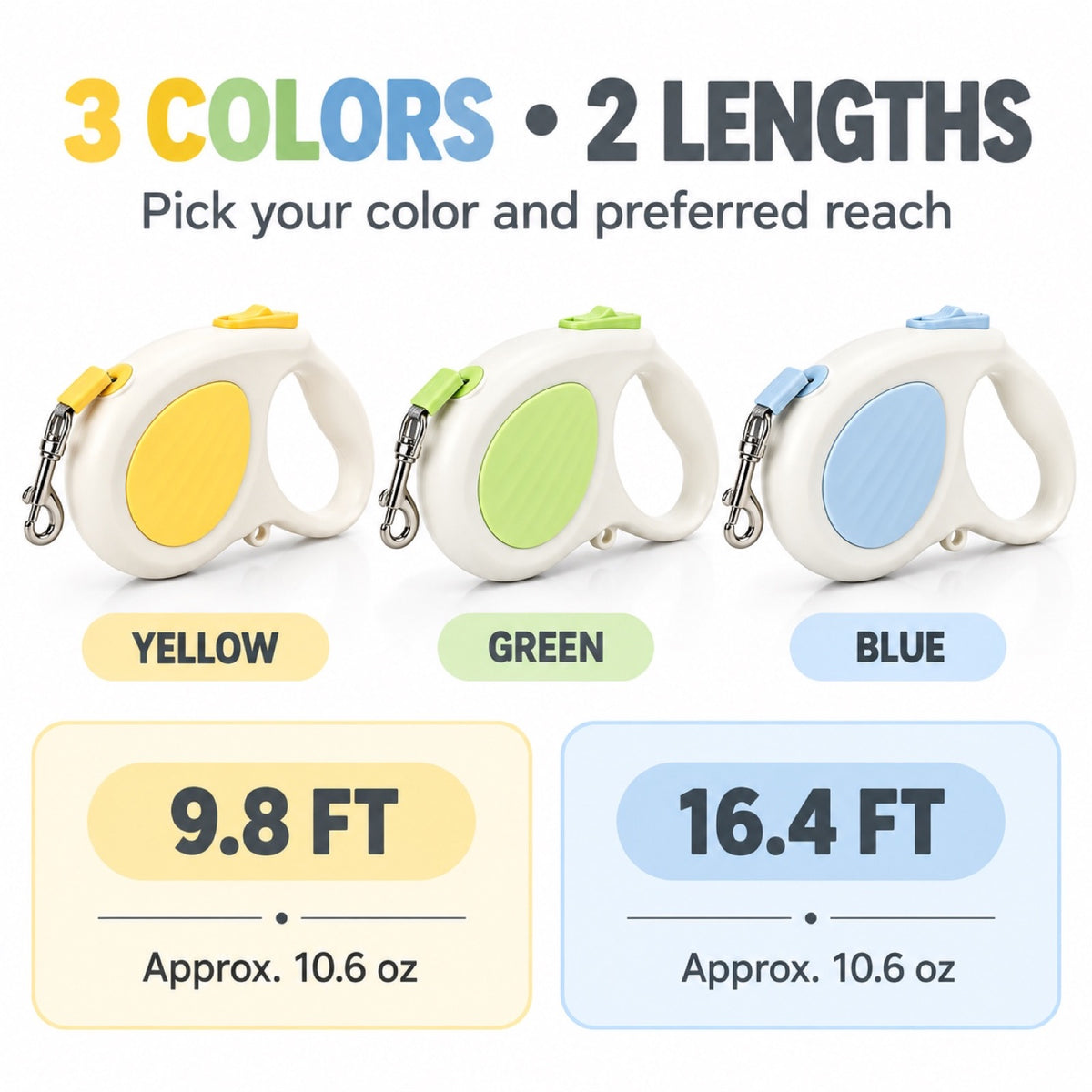 Basic Retractable Dog Leash, 3 Colors and 2 Lengths, By GAVPEPY image 7 - 6.jpg