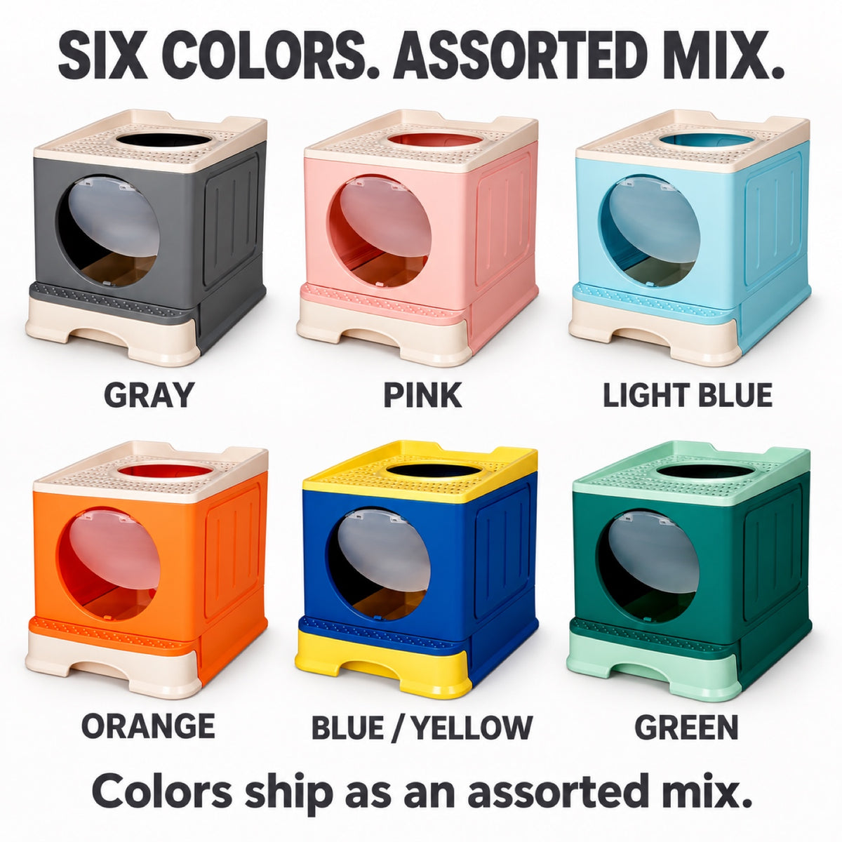 GAVPEPY Foldable Top-Entry Enclosed Cat Litter Box image 7 - 6.jpg