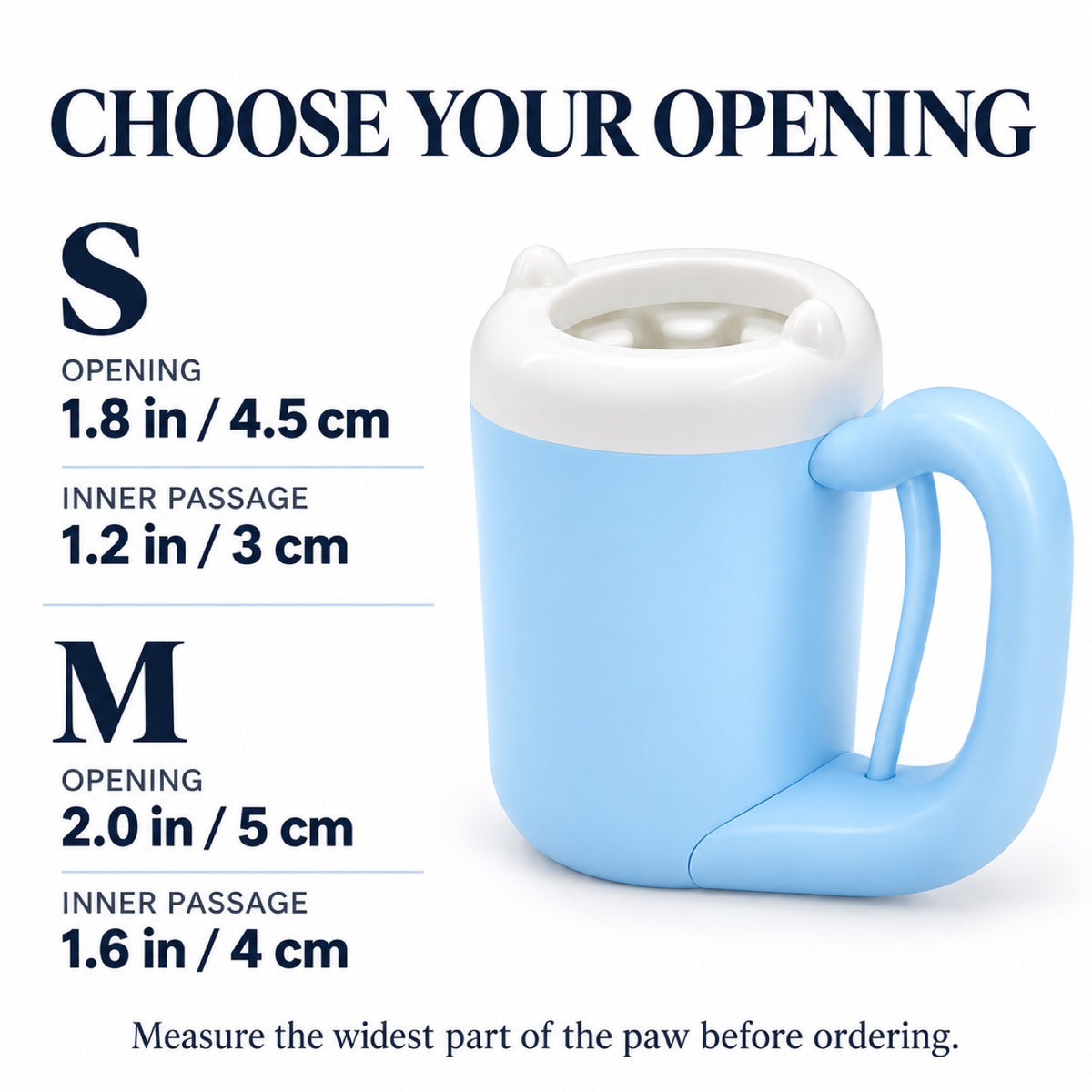 GAVPEPY ABS plastic Handled Paw Cleaning Cup, Sizes S, M, Blue, Pink, for cleaning paws after outdoor walks; reusable cup with the selected color and size shown in the product photos; review the selected variant photo for details image 6 - 6.jpg
