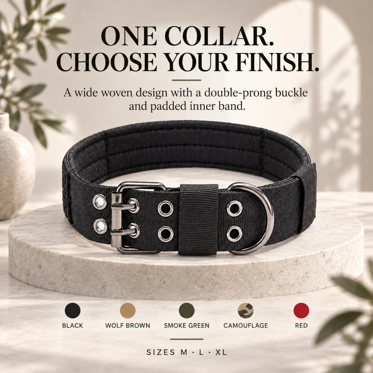 GAVPEPY Double-Layer Dog Collar, Sizes M, L, XL, 5 color or pattern options, for neighborhood walks, park visits and daily dog wear; an adjustable neckwear option for supervised walks and everyday outings image 7 - 6.jpg