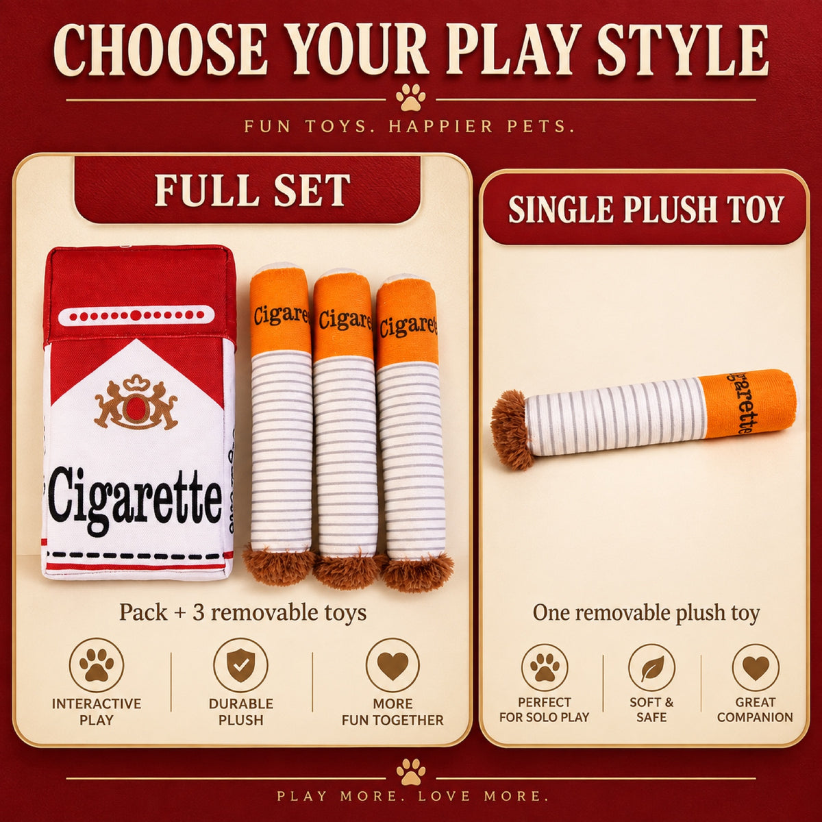 Plush Cigarette Squeaky Dog Toy, 2 Options, By GAVPEPY image 7 - 6.jpg
