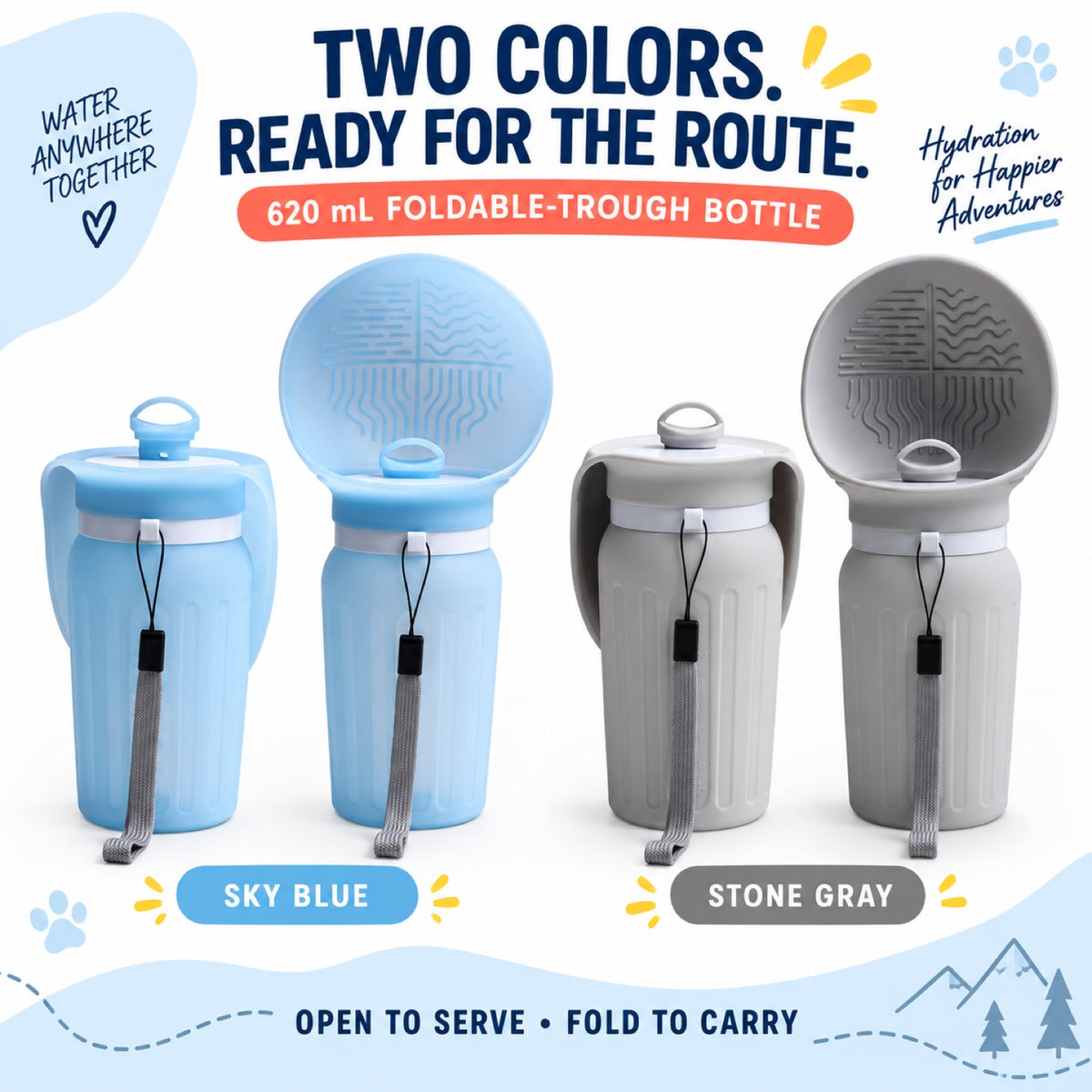 Collapsible Silicone Pet Water Bottle, 620 mL, 4 Colors, By GAVPEPY image 7 - 6.jpg