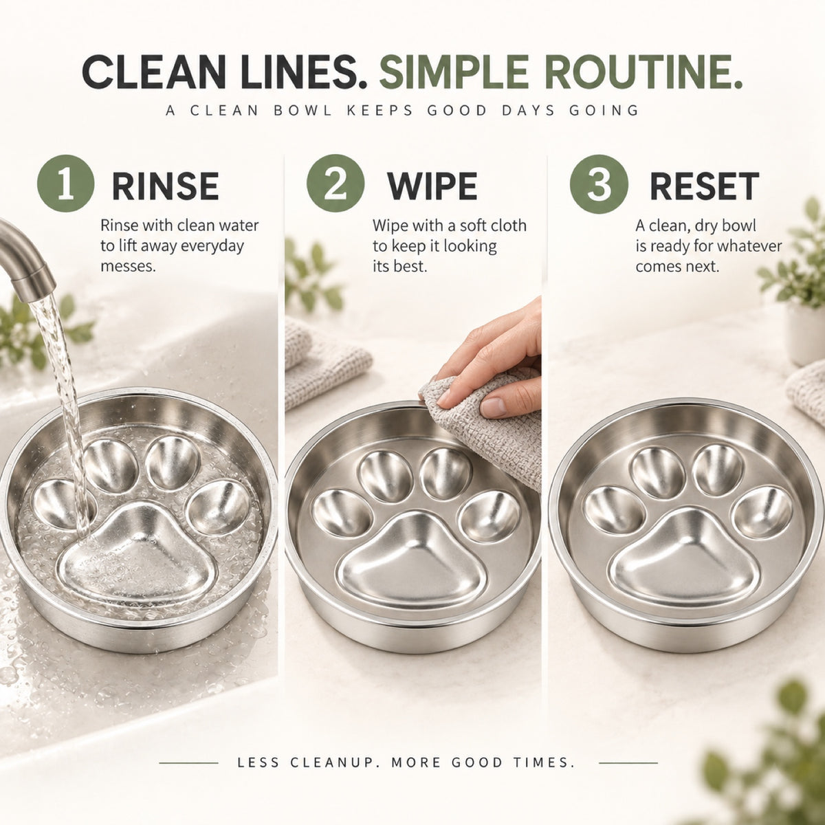 Paw-Print Stainless Steel Slow Feeder Bowl, 2 Base Options, By GAVPEPY image 7 - 6.jpg