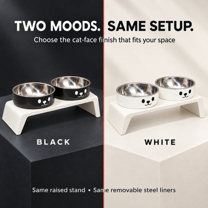 Cat-Face Stainless Steel Double Pet Bowl, 2 Colors, By GAVPEPY image 7 - 6.jpg