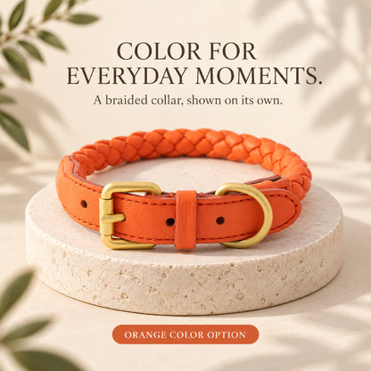GAVPEPY Leather-style material Braided Dog Collar, Sizes S, M, L, Yellow, Orange, Blue, Gray, for neighborhood walks, park visits and daily dog wear; an adjustable neckwear option for supervised walks and everyday outings image 7 - 6.jpg