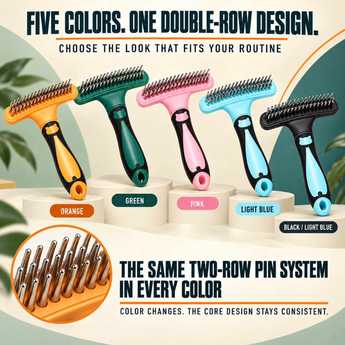 Double-Row Pet Grooming Rake, 5 Colors, By GAVPEPY image 7 - 6.jpg
