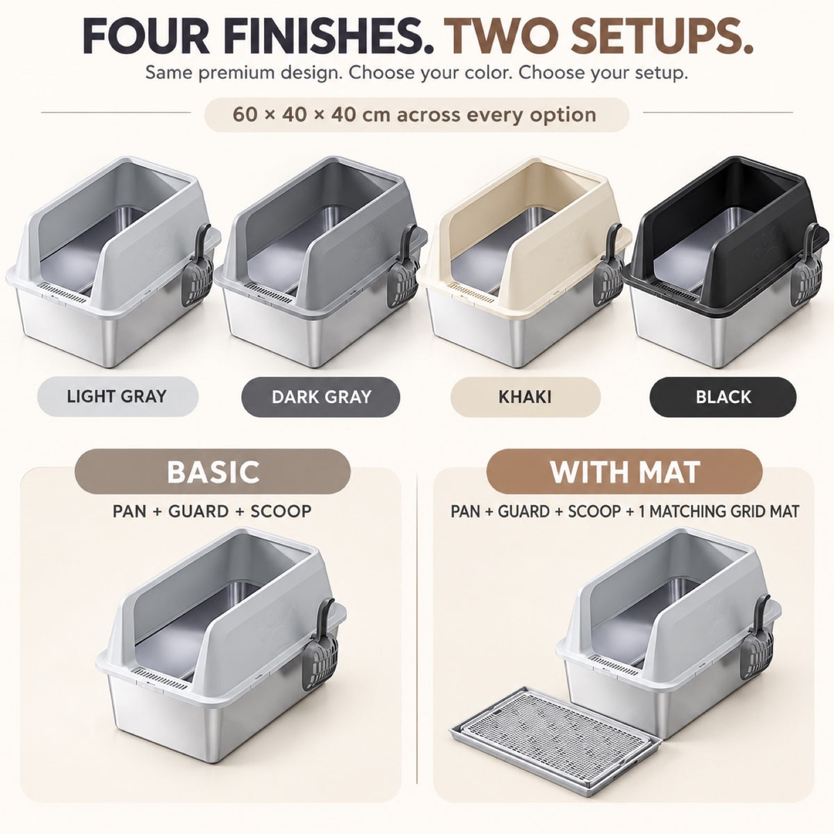 GAVPEPY Extra Large Stainless Steel Top-Entry High-Sided Cat Litter Box, 8 Options image 7 - 6.jpg