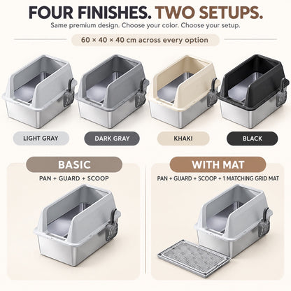 GAVPEPY Extra Large Stainless Steel Top-Entry High-Sided Cat Litter Box, 8 Options image 7 - 6.jpg