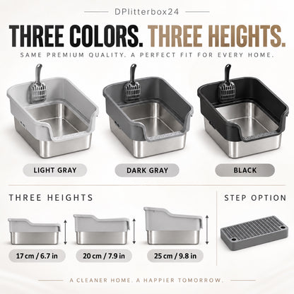 GAVPEPY Stainless Steel High-Sided Cat Litter Box, 18 Options image 7 - 6.jpg