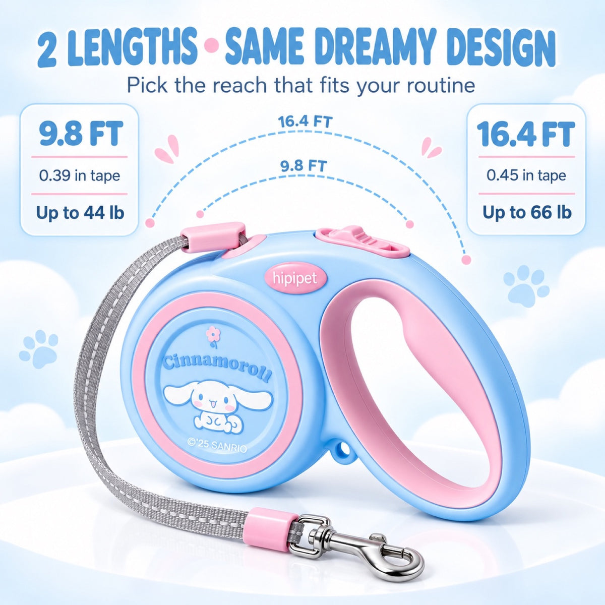 Cinnamoroll Retractable Dog Leash, 2 Lengths, By GAVPEPY image 7 - 6.jpg