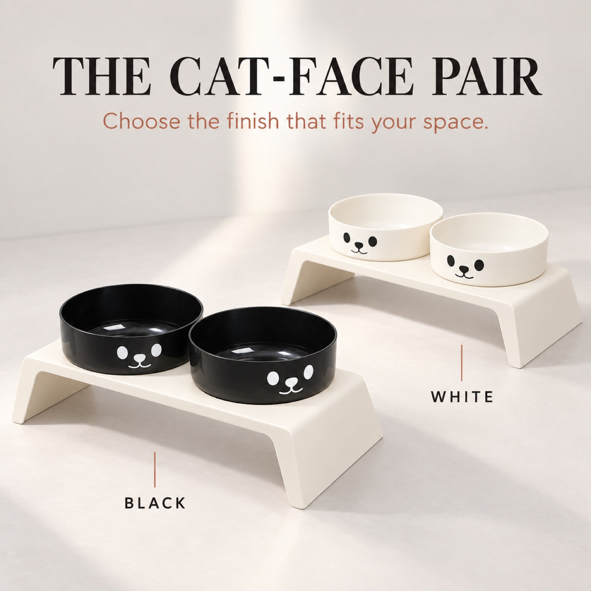 Cat-Face Double Pet Bowl, 2 Colors, By GAVPEPY image 7 - 6.jpg