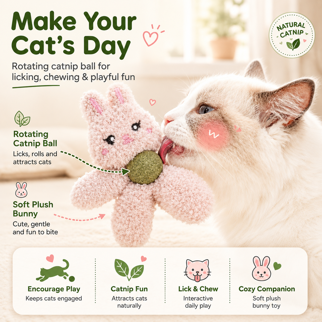 Plush Catnip Animal Cat Toy with Silvervine Ball image 6 - 6.png