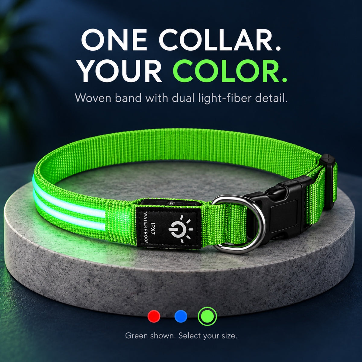 GAVPEPY Nylon Dual-Fiber LED Dog Collar, Sizes S, M, L, Red, Blue, Green, for neighborhood walks, park visits and daily dog wear; an adjustable neckwear option for supervised walks and everyday outings image 7 - 6.jpg
