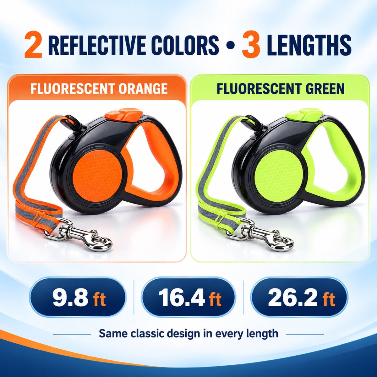 Reflective Retractable Dog Leash, 2 Colors and 3 Lengths, By GAVPEPY image 7 - 6.jpg