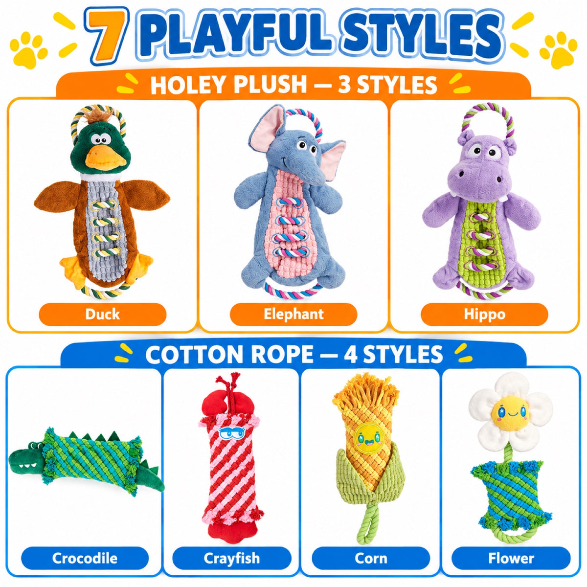 Plush Rope Squeaky Tug Dog Toy, 9 Styles, By GAVPEPY image 7 - 6.jpg