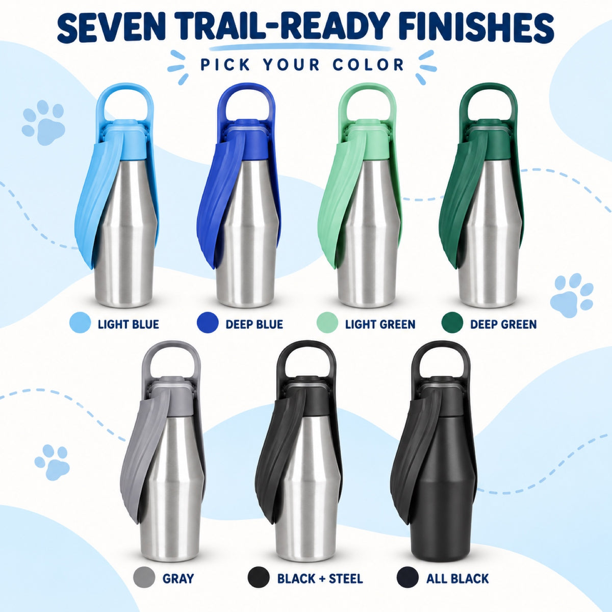 Stainless Steel Travel Dog Water Bottle, 750 mL, 7 Colors, By GAVPEPY image 7 - 6.jpg