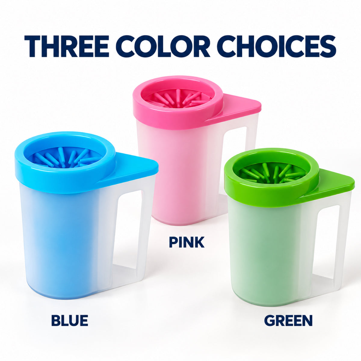 GAVPEPY PP plastic Handled Paw Washer with Towel Brush Option, Sizes M, L, Blue, Pink, Green, after rainy walks, park visits and everyday outdoor trips; a reusable cup design for rinsing paws after walks and outdoor play image 6 - 6.jpg