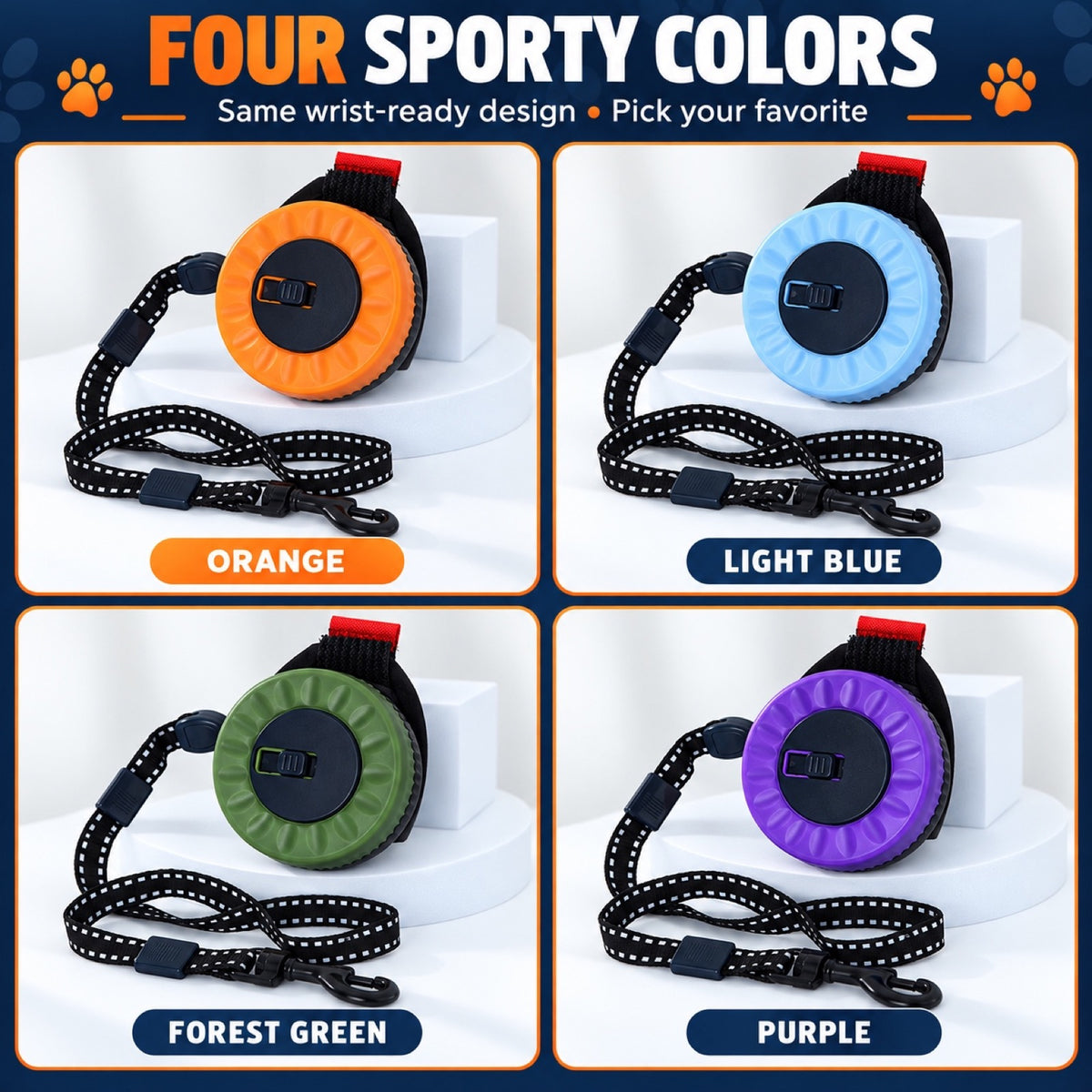 Wrist-Worn Retractable Dog Leash, 4 Colors and 2 Lengths, By GAVPEPY image 7 - 6.jpg