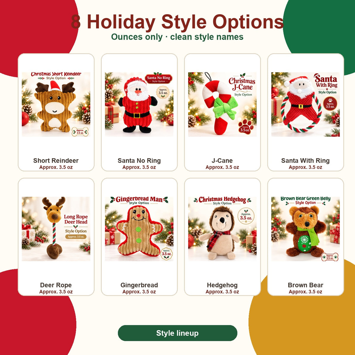 Plush Fabric Christmas Dog Toy, 8 Styles, By GAVPEPY image 7 - 6.jpg