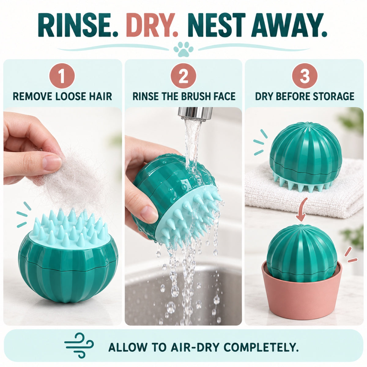 Silicone Cactus Pet Bath Brush, Green, By GAVPEPY image 7 - 6.jpg