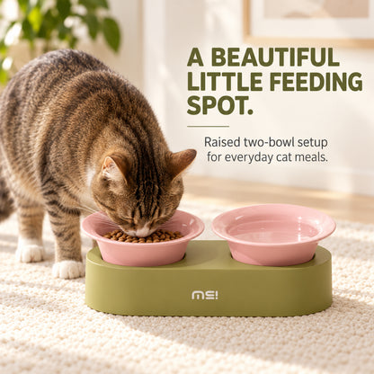 GAVPEPY Ceramic Raised Pet Bowl Collection, up to 34.5 x 15 x 12.8 cm for the paired set, seven pictured color and package options, for Everyday Dog and Cat Meals or Water at Home, raised ceramic feeding bowls in single- or double-bowl image 7 - 6.jpg