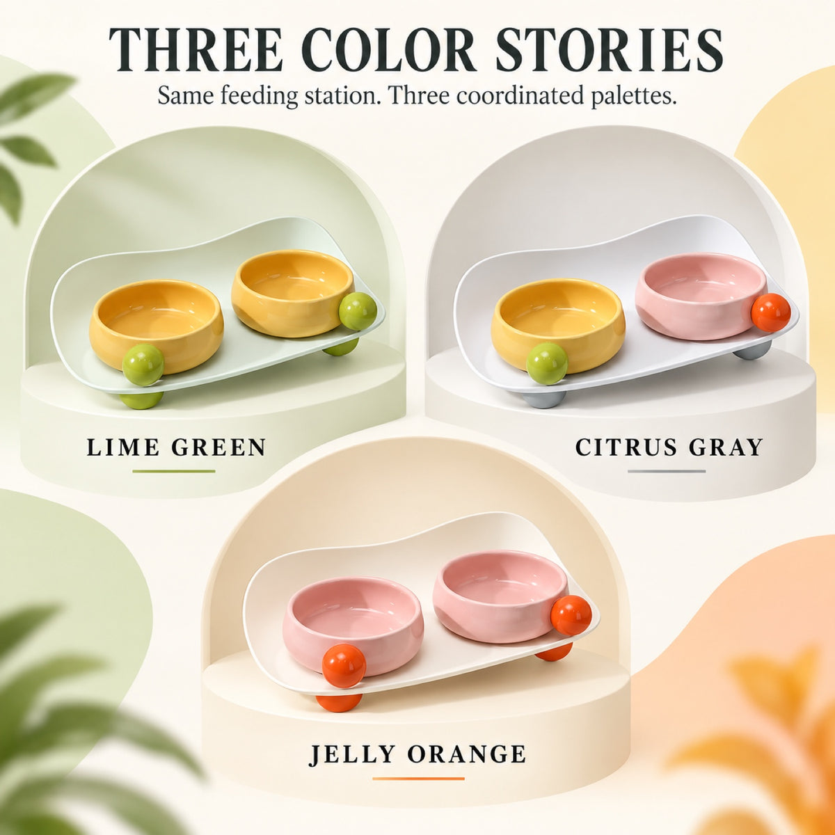 Candy-Color Ceramic Double Pet Bowl Set, 3 Colors, 37 cm, By GAVPEPY image 7 - 6.jpg