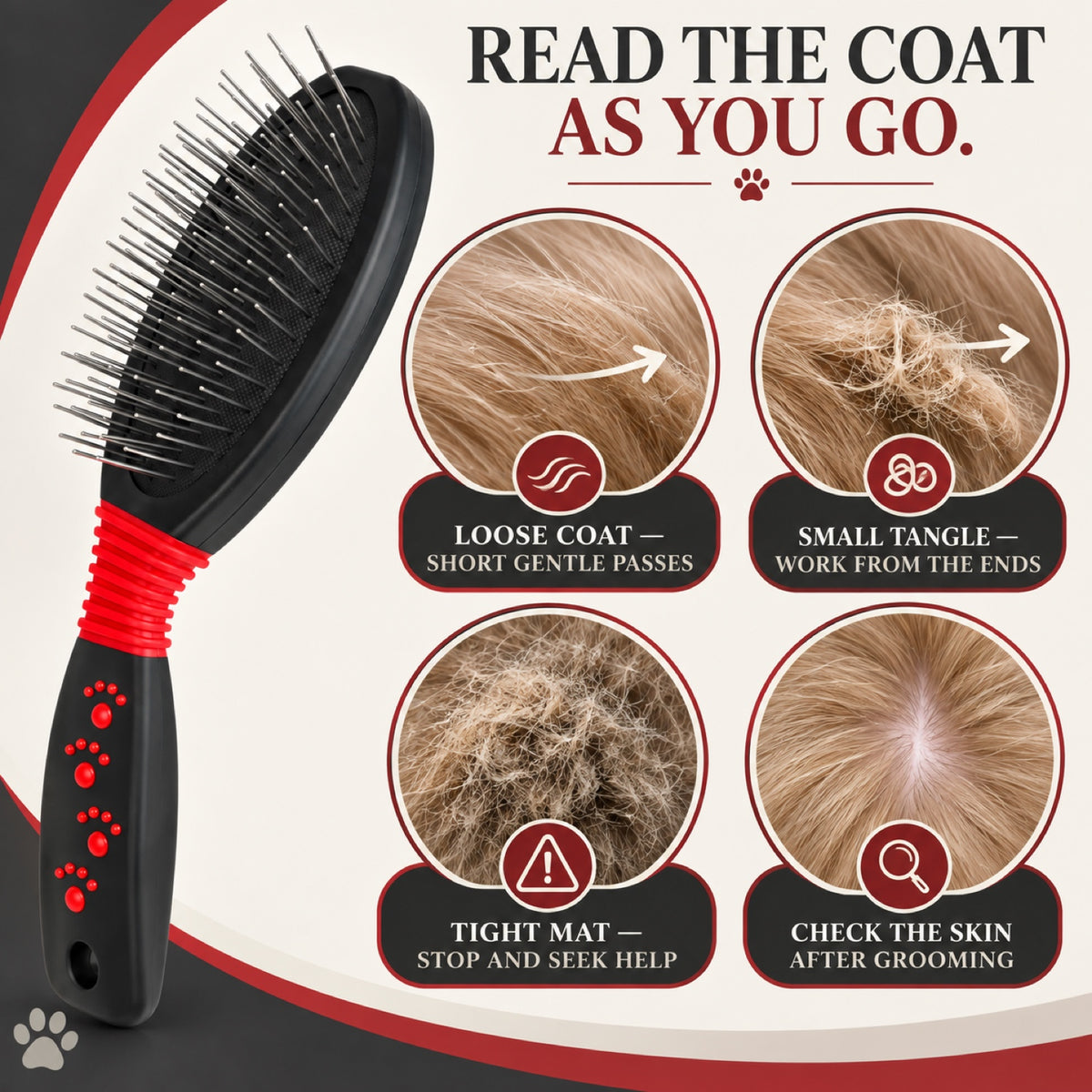 Cushion Pet Pin Brush with Red and Black Handle, By GAVPEPY image 7 - 6.jpg
