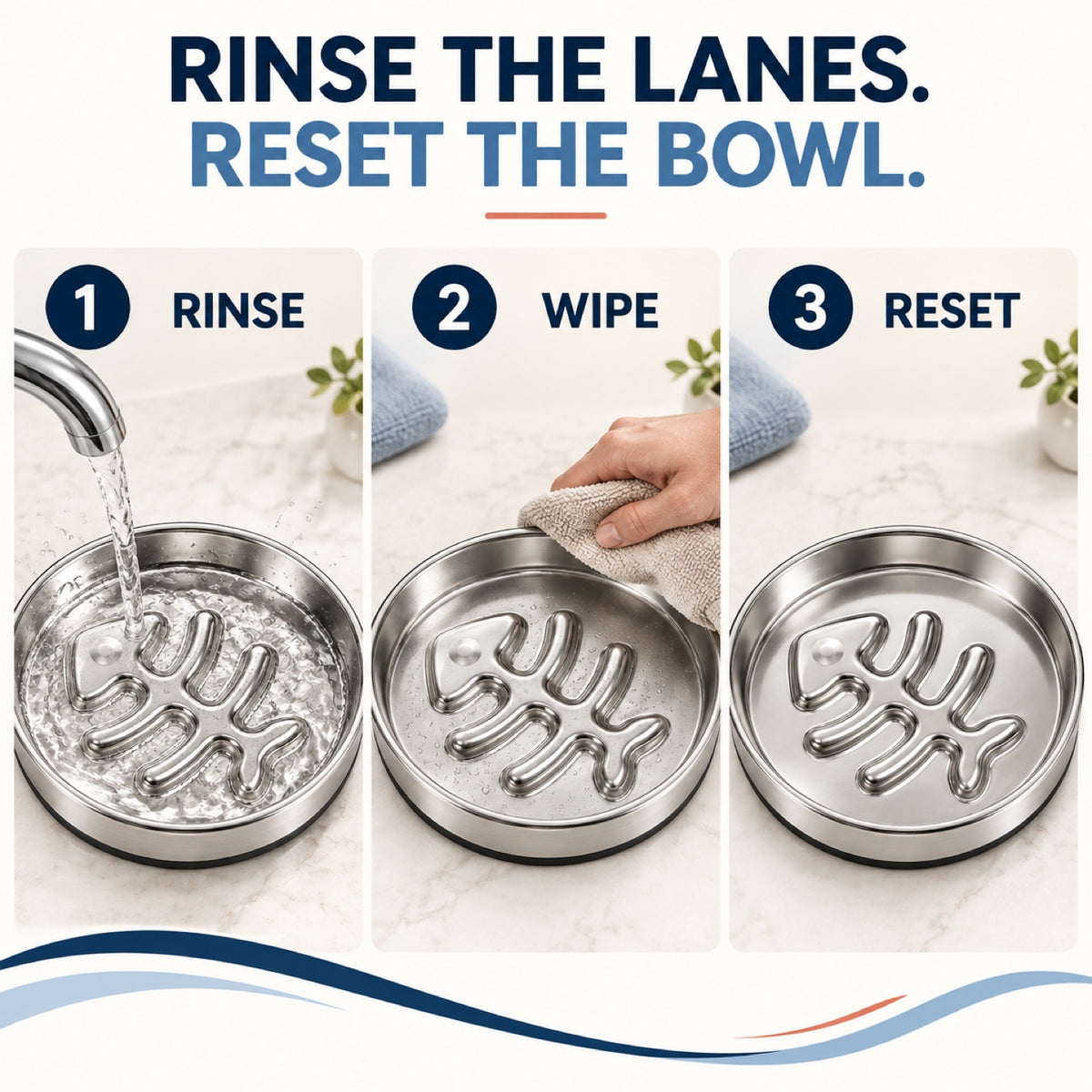 Fish-Bone Stainless Steel Slow Feeder Bowl with Silicone Base, By GAVPEPY image 7 - 6.jpg