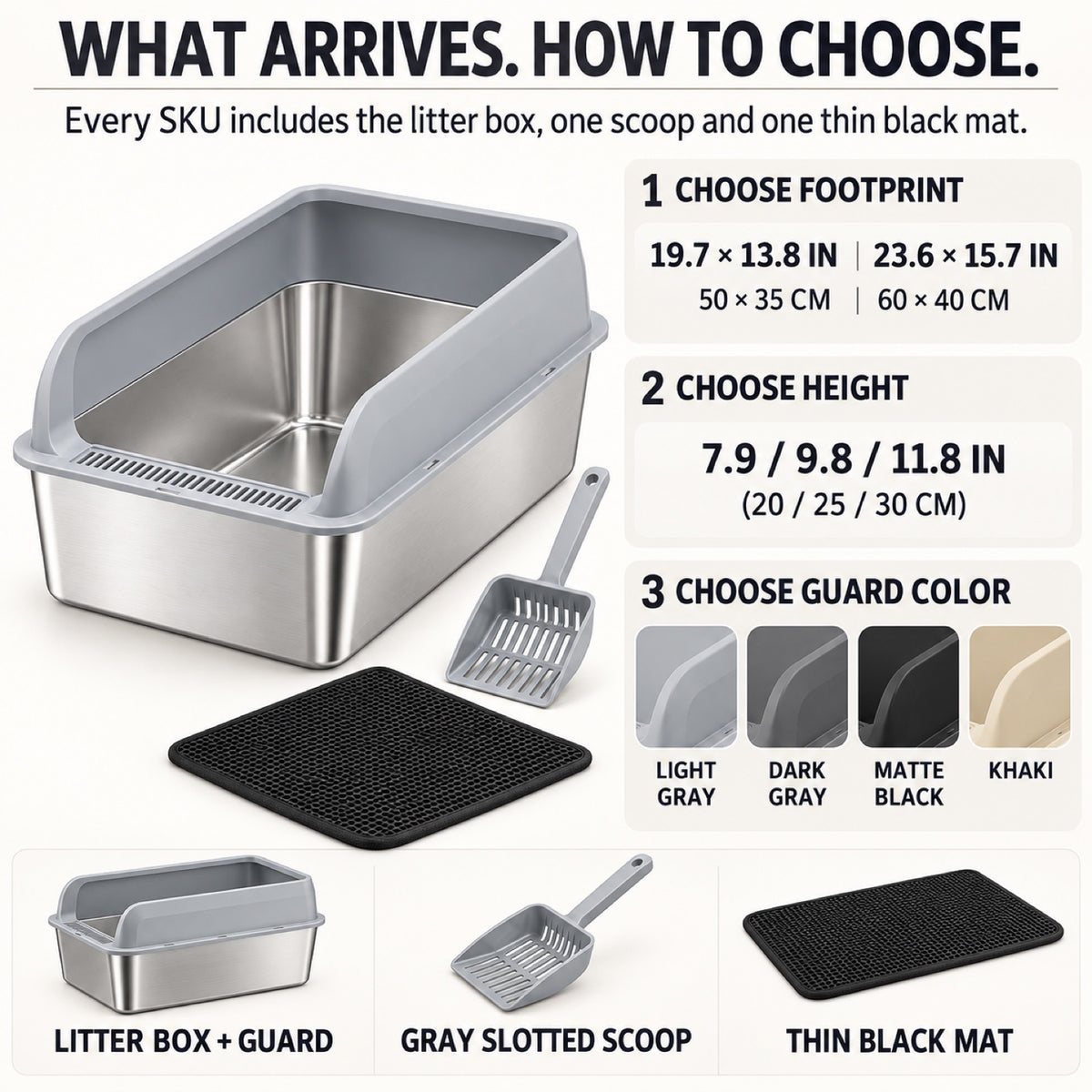 GAVPEPY Extra Large Stainless Steel Top-Entry High-Sided Cat Litter Box, 24 Options image 7 - 6.jpg