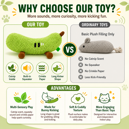 Green Cucumber Catnip Kicker Toy with Squeaker image 7