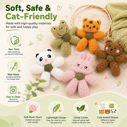 Plush Catnip Animal Cat Toy with Silvervine Ball image 7 - 7.png