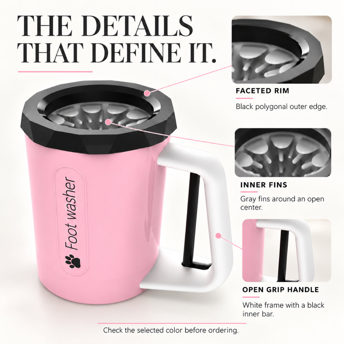 GAVPEPY Plastic Handled Paw Washer Cup, Sizes , White, Green, Pink, for cleaning paws after outdoor walks; reusable cup with the selected color and size shown in the product photos; review the selected variant photo for details image 7 - 7.jpg
