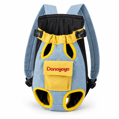 Four-Leg Pet Carrier Backpack, 3 Colors and 6 Sizes, By GAVPEPY image 19 - DPbackpack18-BlueYellow-L.jpg