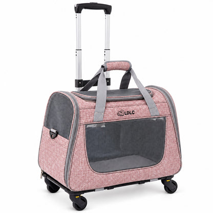 Large Rolling Pet Carrier with Detachable Trolley, 2 Colors, By GAVPEPY image 9 - DPbackpack21-Pink-L-WithTrolley.jpg