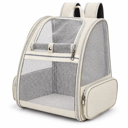 Full-Mesh Foldable Pet Backpack, 6 Options, By GAVPEPY image 8 - DPbackpack33-Beige.jpg