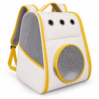GAVPEPY Plush Fabric Reinforced Foldable Pet Backpack for Pet Transport, Travel and Temporary Containment, Size 41 x 29 x 38cm, Colors Sunny Yellow and Sky Blue, for Road Trips, Vet Visits, Outdoor Outings and Home Use