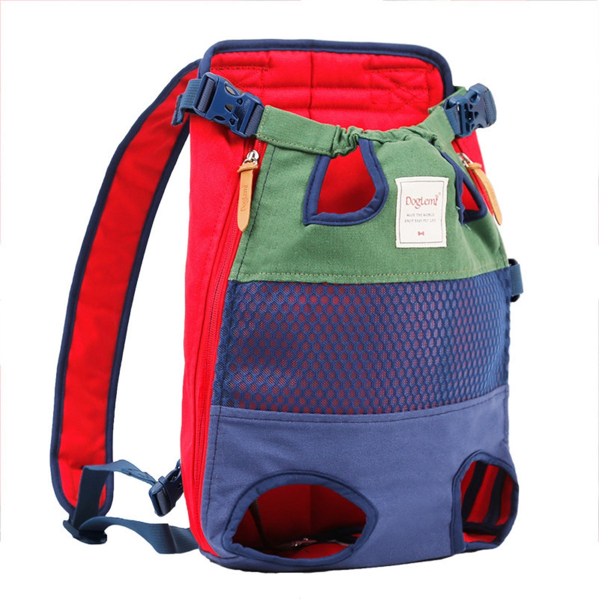 Mesh Front Pet Carrier Backpack, 4 Patterns, By GAVPEPY image 9 - DPbackpack38-Green-Red-Navy.jpg