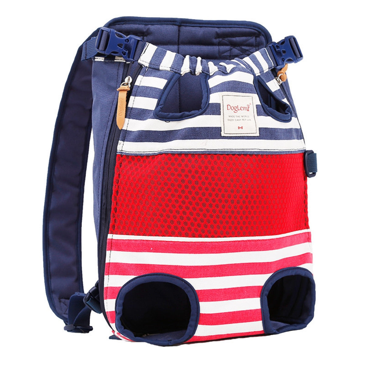 Mesh Front Pet Carrier Backpack, 4 Patterns, By GAVPEPY image 10 - DPbackpack38-Red-Navy-Stripe.jpg