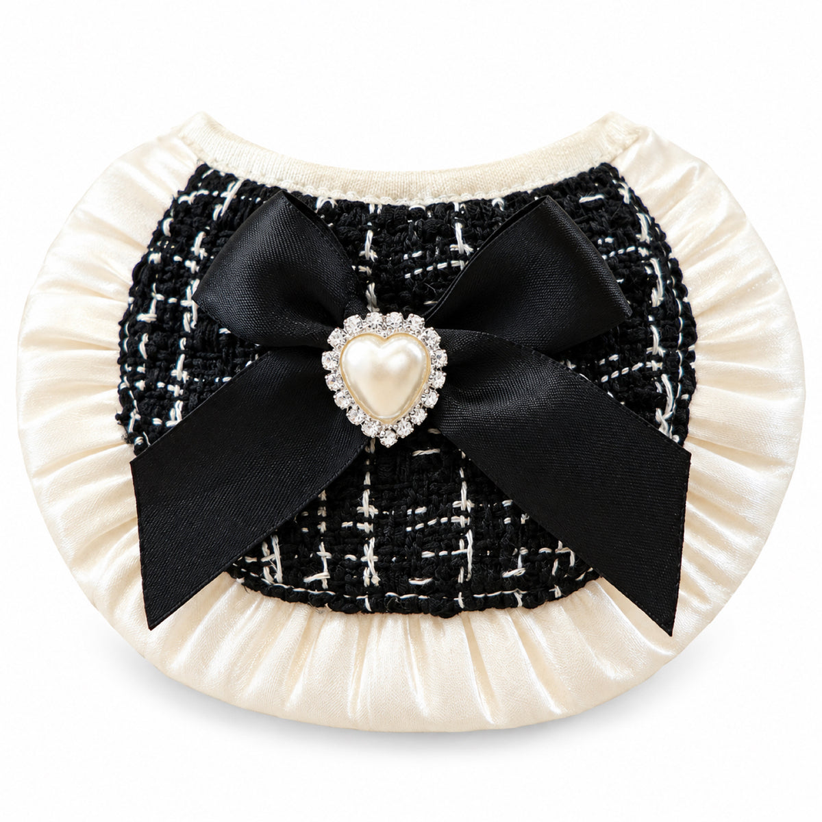 GAVPEPY Polyester Bow-Trim Pet Bib, Size S, 5 color or pattern options, for photos, celebrations, walks and everyday pet outfits; a neckwear accessory for everyday outfits, portraits and special occasions image 11 - DPbib11-Black-S.jpg