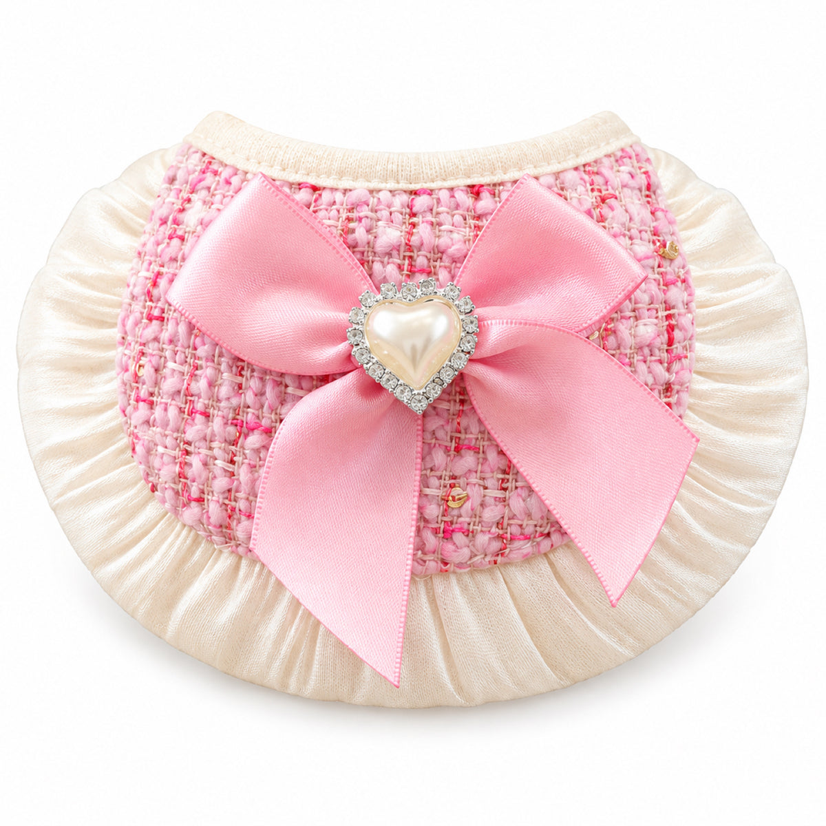 GAVPEPY Polyester Bow-Trim Pet Bib, Size S, 5 color or pattern options, for photos, celebrations, walks and everyday pet outfits; a neckwear accessory for everyday outfits, portraits and special occasions image 8 - DPbib11-Pink-S.jpg