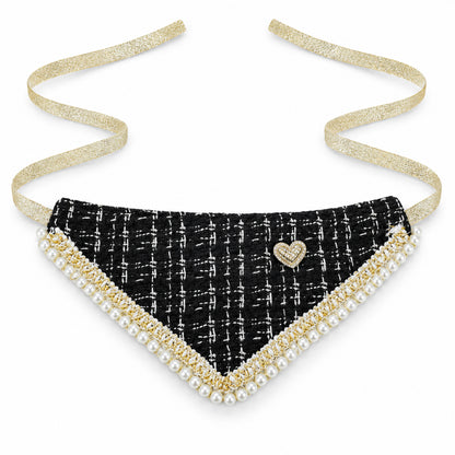 GAVPEPY Polyester Tweed-Look Triangle Pet Bib, Size S, 5 color or pattern options, for photos, celebrations, walks and everyday pet outfits; a neckwear accessory for everyday outfits, portraits and special occasions image 11 - DPbib13-Black-S.jpg