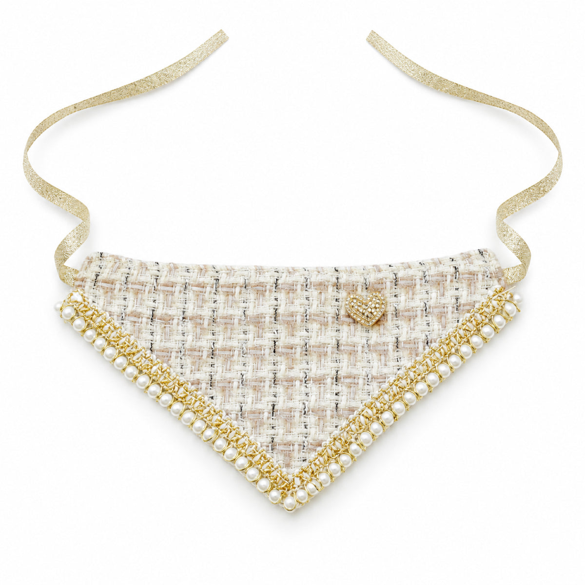 GAVPEPY Polyester Tweed-Look Triangle Pet Bib, Size S, 5 color or pattern options, for photos, celebrations, walks and everyday pet outfits; a neckwear accessory for everyday outfits, portraits and special occasions image 9 - DPbib13-Cream-S.jpg