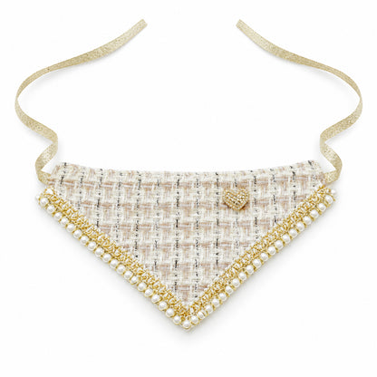GAVPEPY Polyester Tweed-Look Triangle Pet Bib, Size S, 5 color or pattern options, for photos, celebrations, walks and everyday pet outfits; a neckwear accessory for everyday outfits, portraits and special occasions image 9 - DPbib13-Cream-S.jpg
